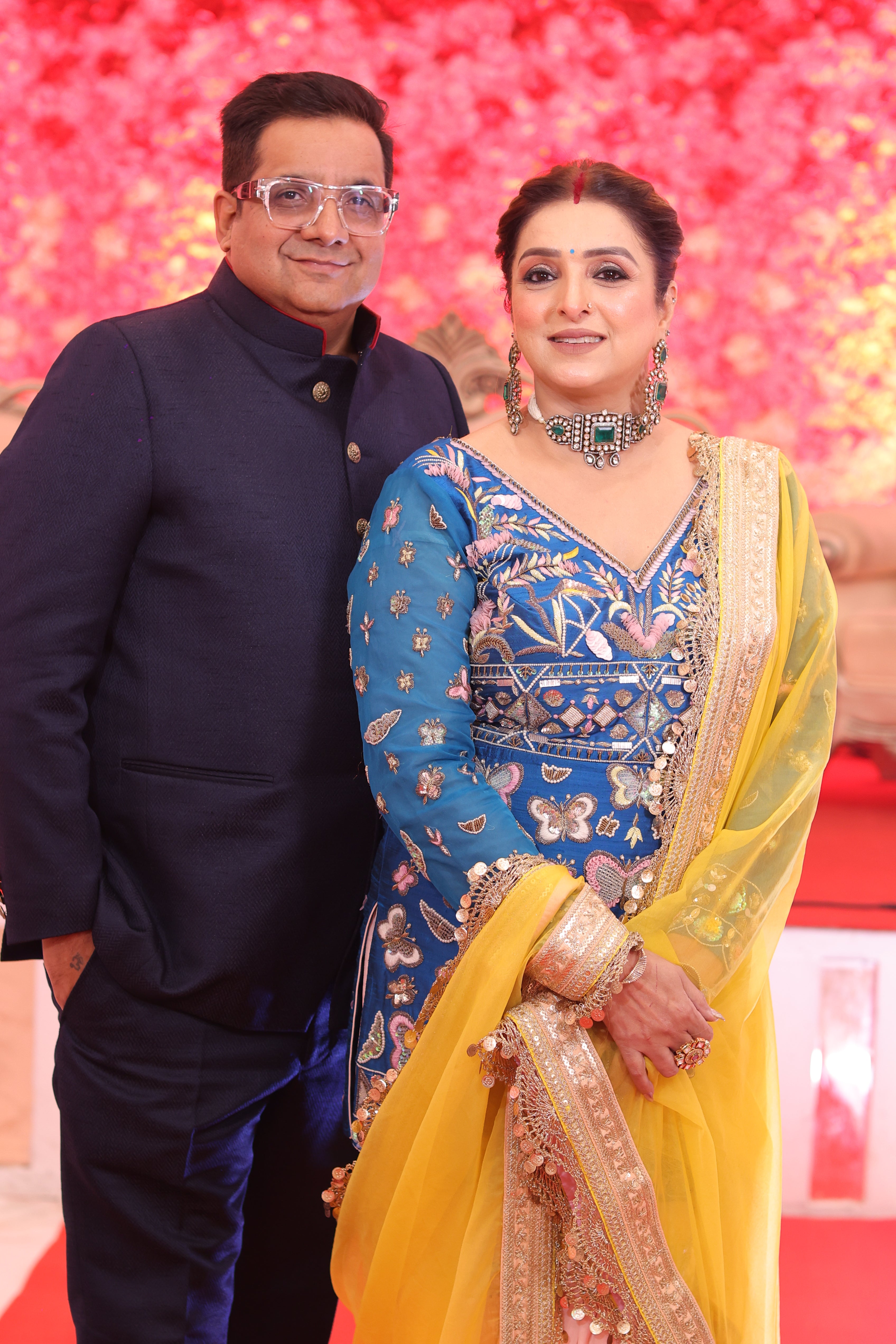 Dual-Tone Elegance Hand-Embroidered Kurta & Sharara Set