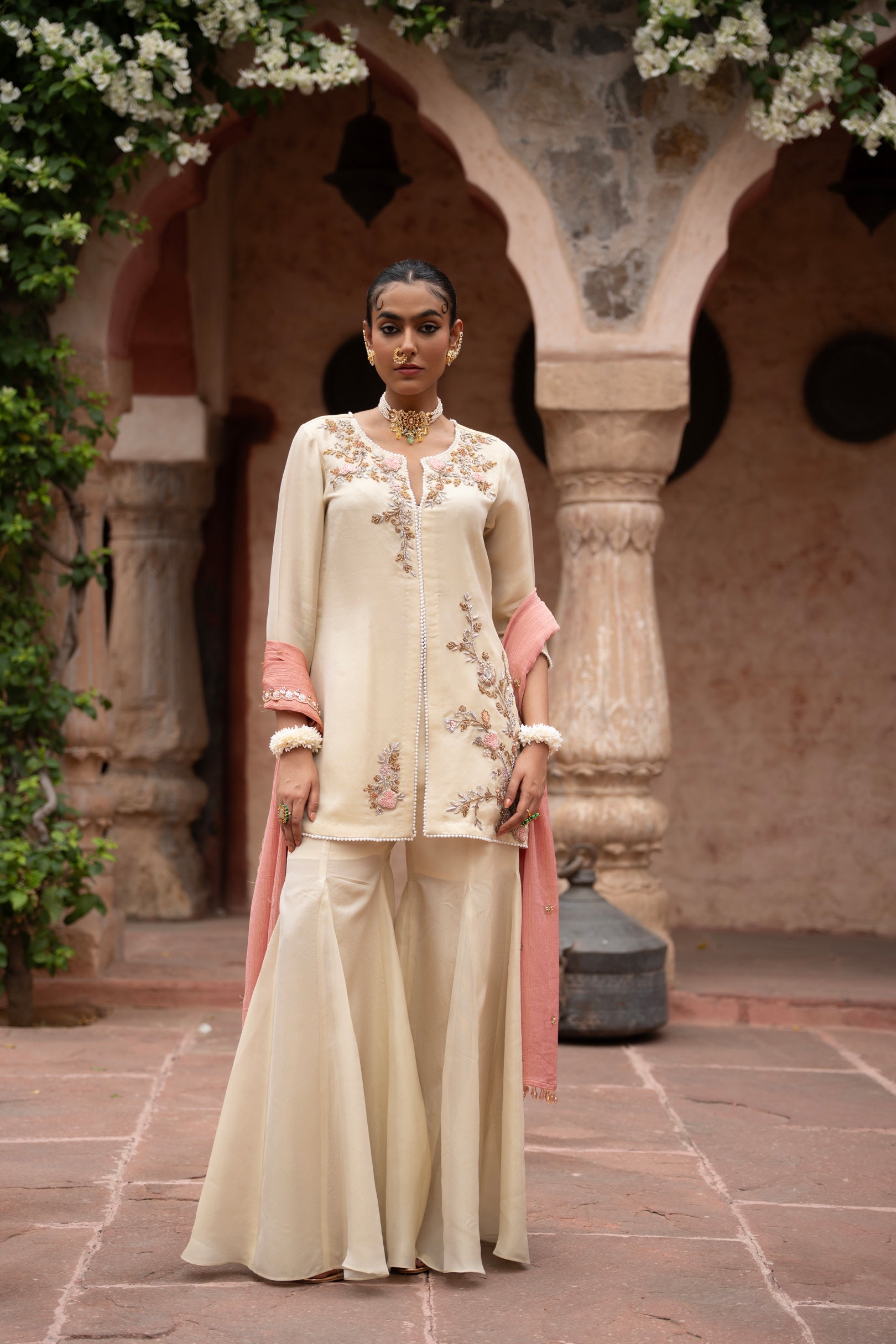 Gulbahaar Hand-Embroidered Gharara Set