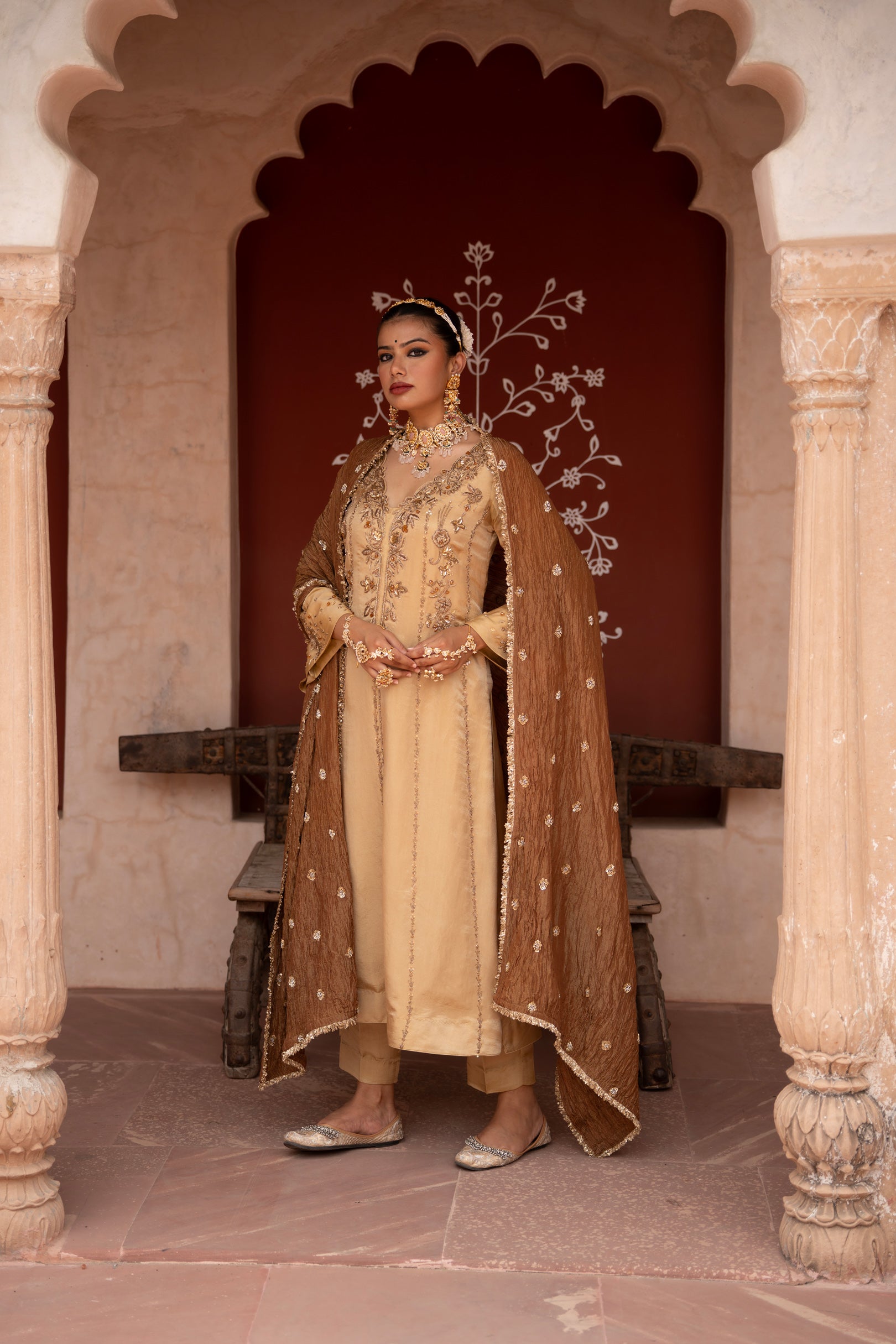 Zar Baari Hand-Embroidered A-line Kurta Set
