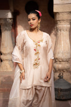 Warm Ivory Hand-Embroidered Farshi Set