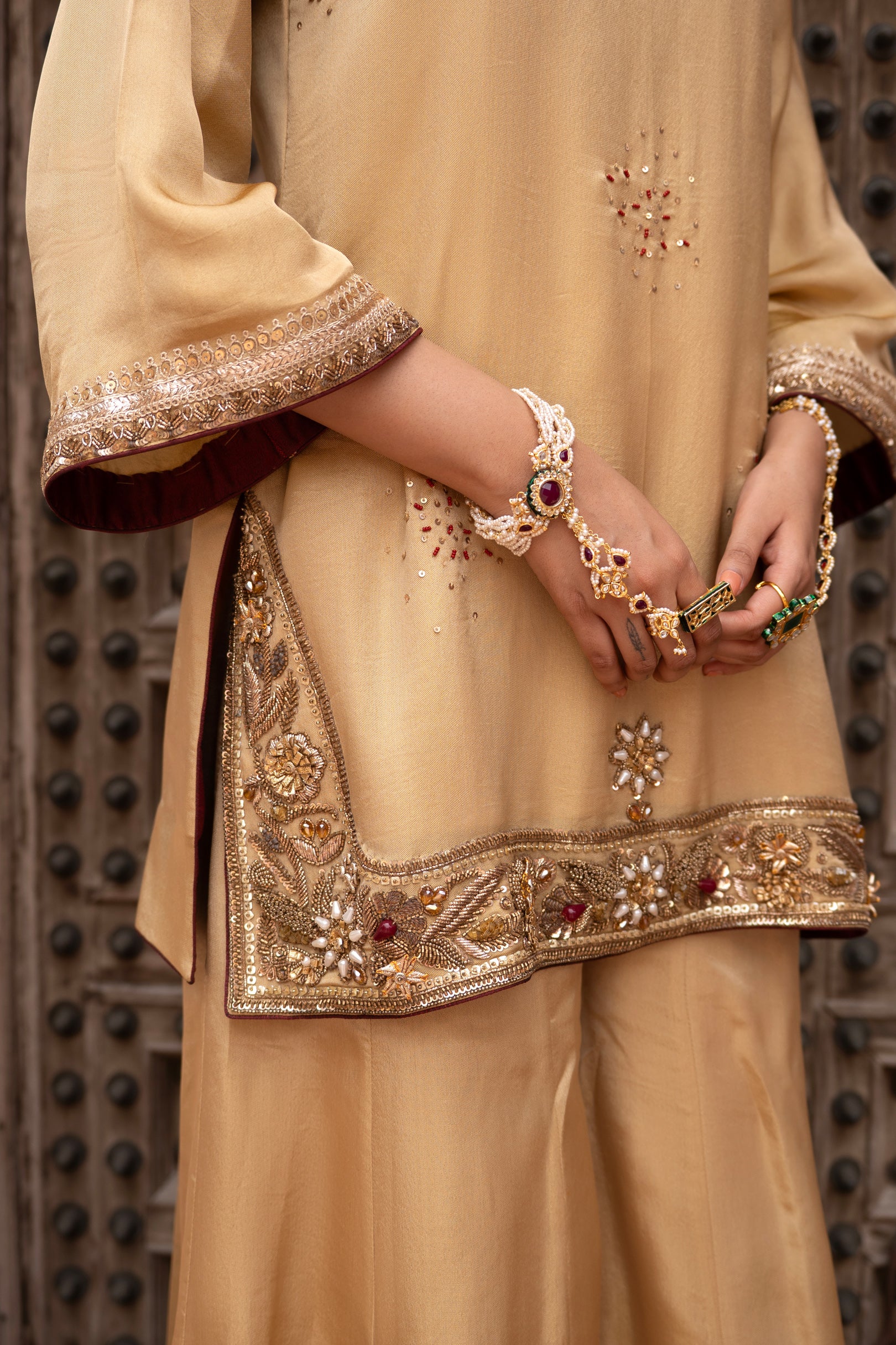 Noor-e-Zar Hand-Embroidered Sharara Set