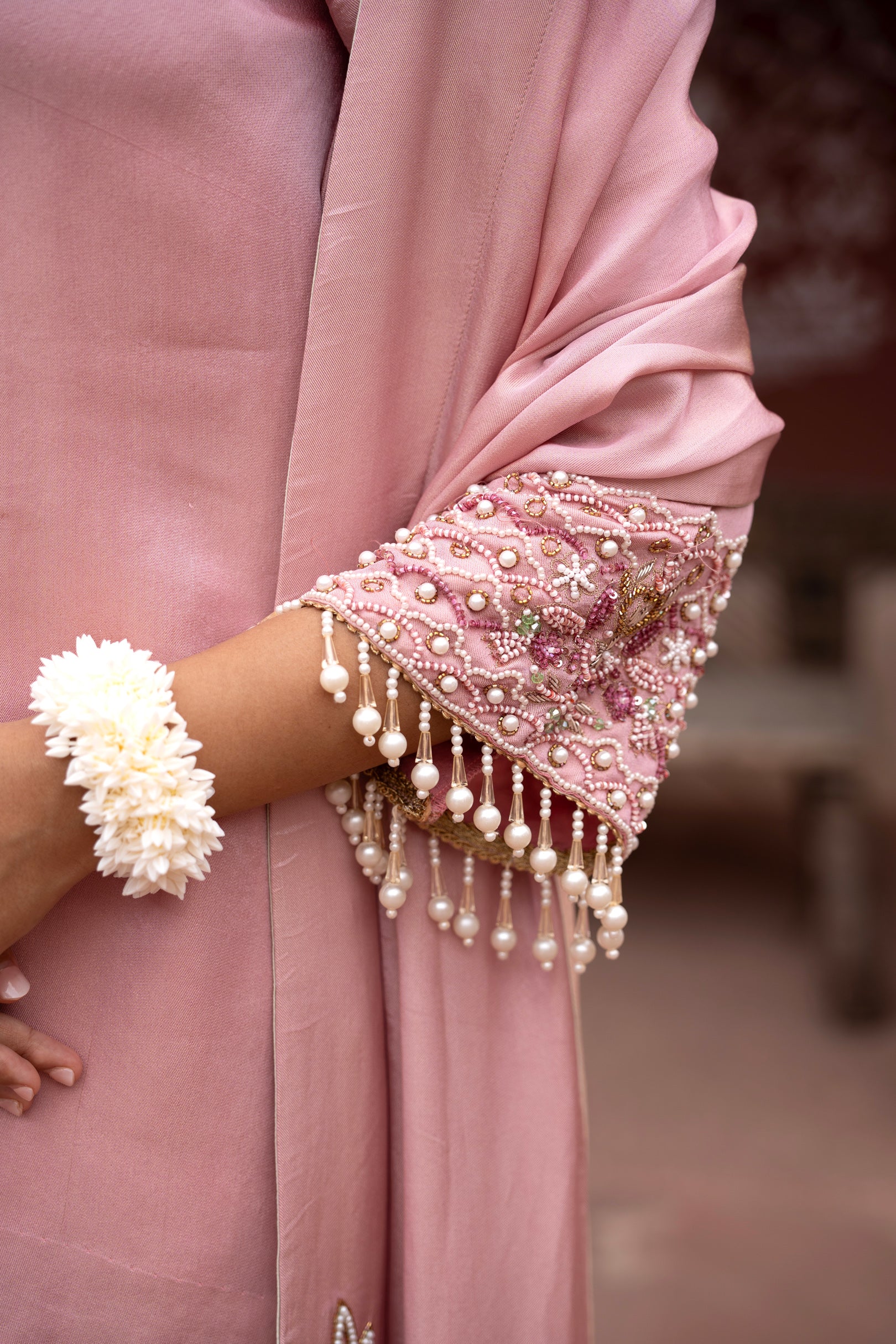 Noor Gulabi Hand-Embroidered Dhoti Set