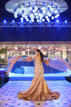 Golden Empress Custom Hand-Embroidered Fish-Cut Gown