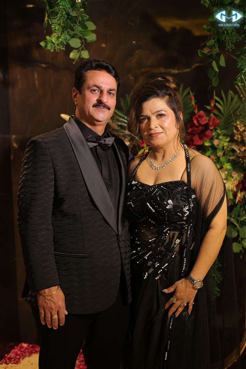 Noir Mystique Hand-Embroidered Dhoti Set with Cape