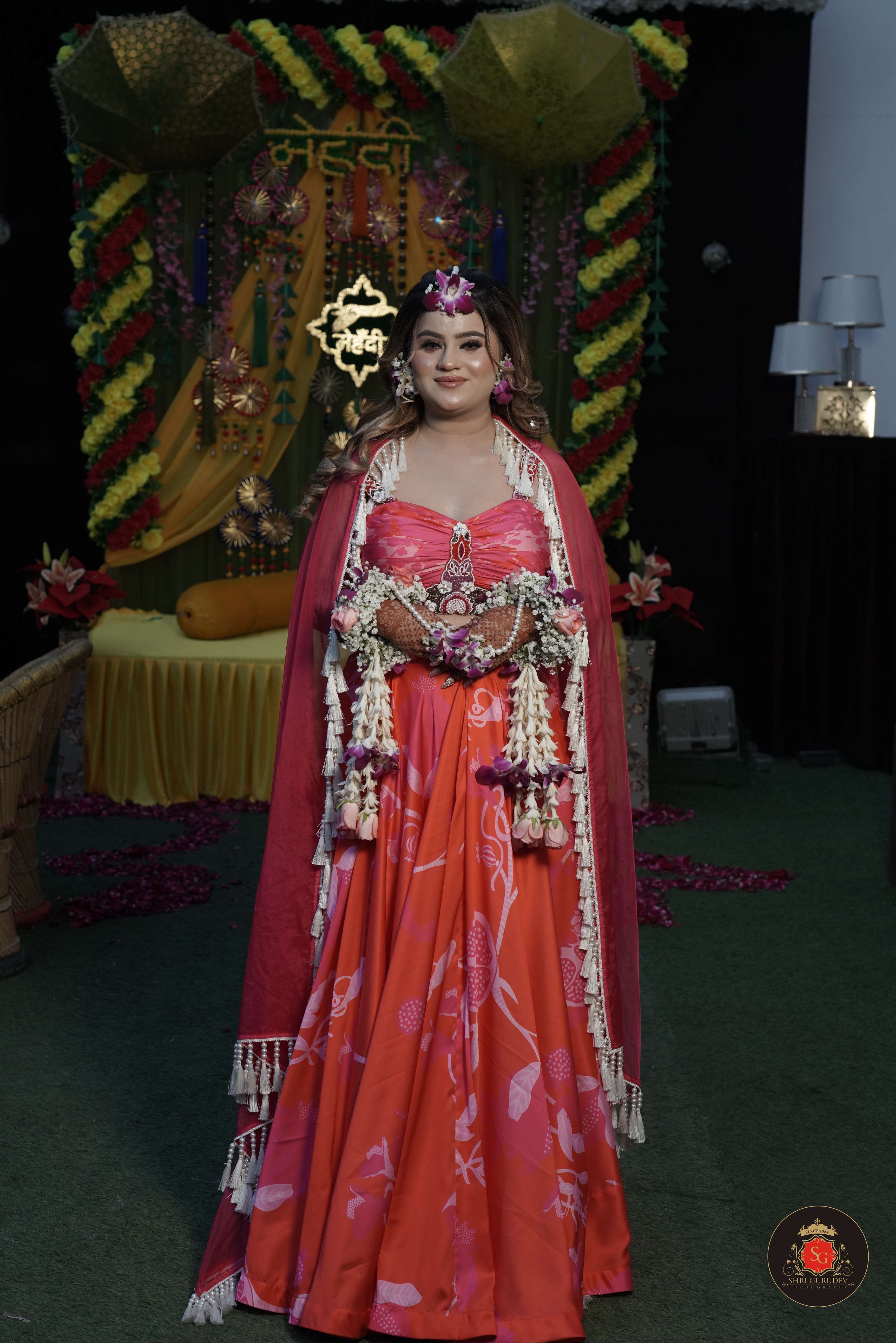 Artistic Bloom Hand-Embroidered Printed Lehenga