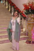 Ivory Reflections White Dhoti Suit with Mirror Work & Contrasting Dupatta