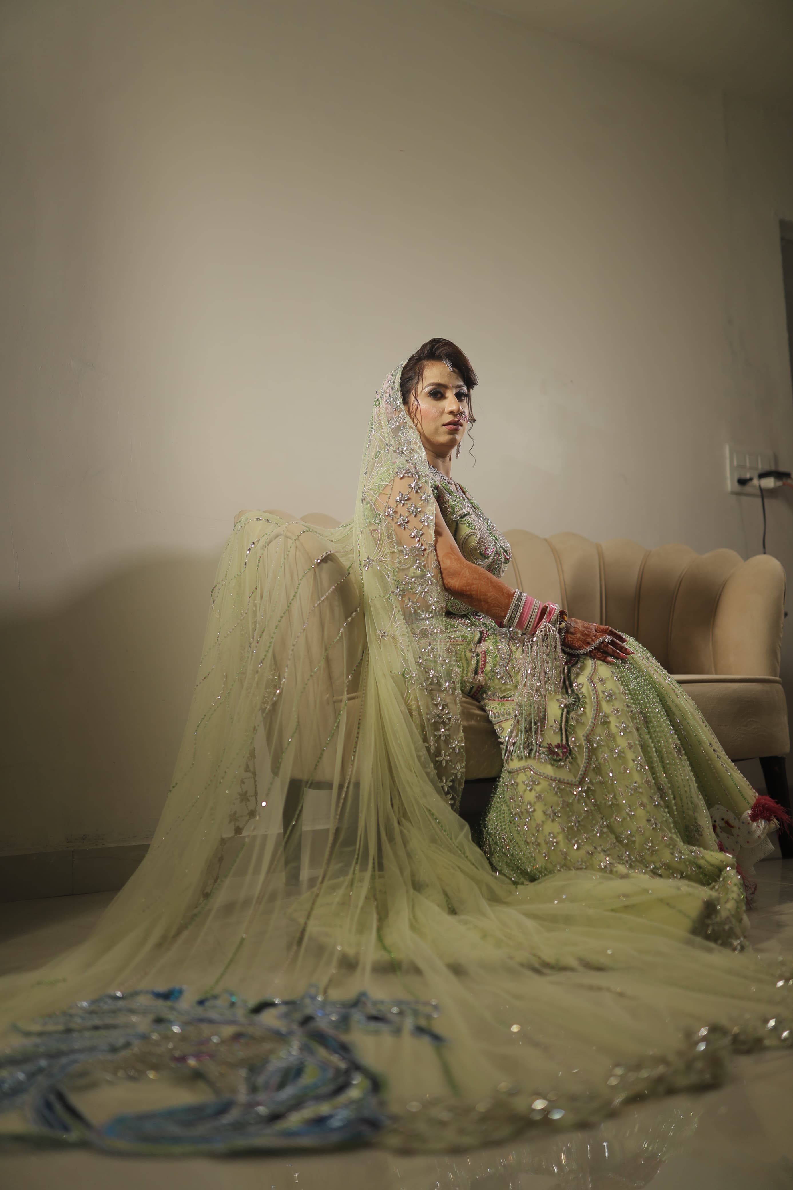 Emerald Elegance Custom Bridal Lehenga