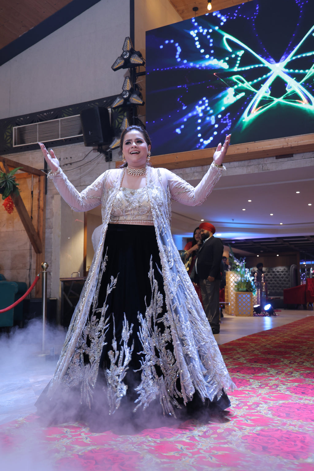 Noir Royale Black Lehenga with Gold-Embroidered Jacket Cape