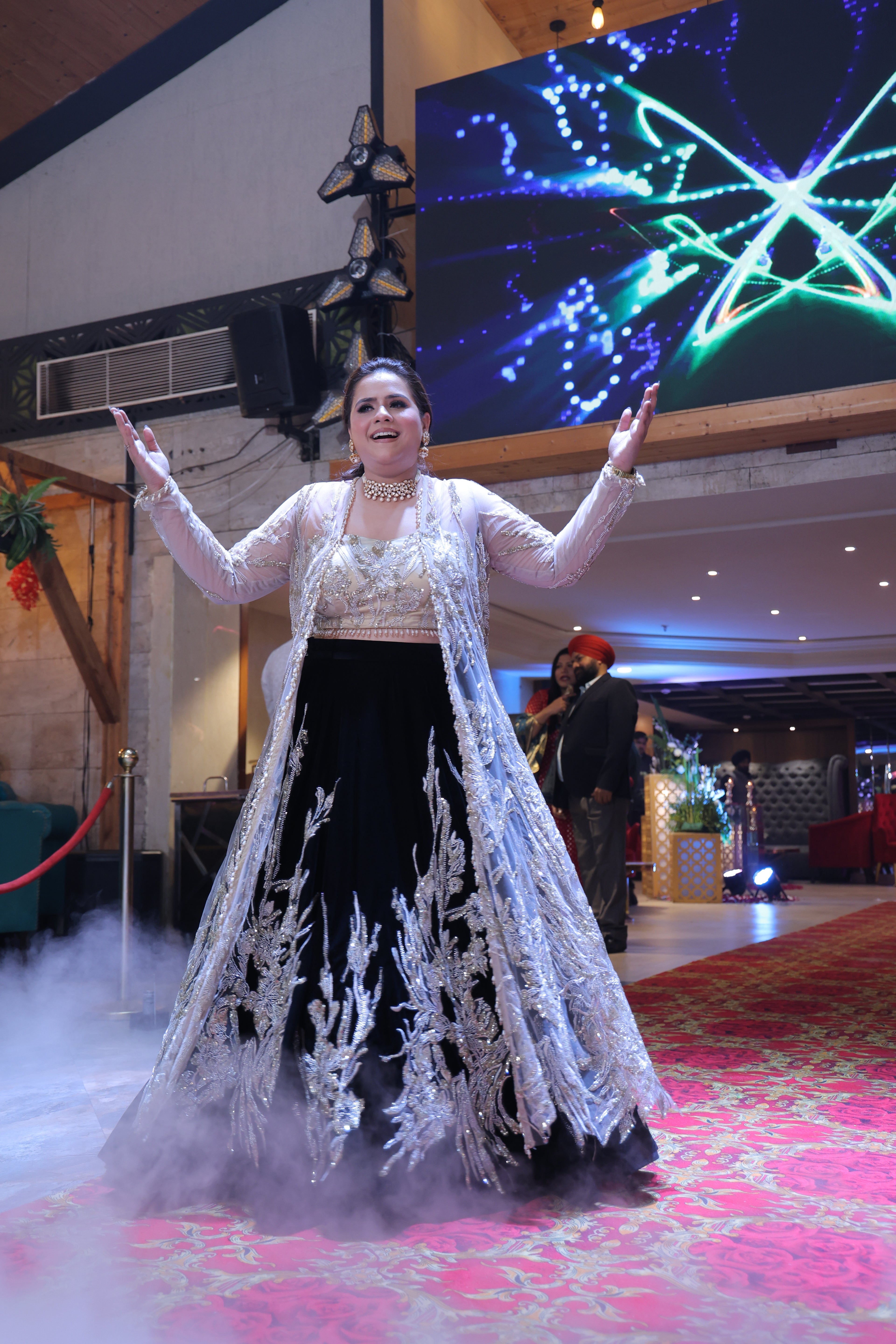 Noir Royale Black Lehenga with Gold-Embroidered Jacket Cape