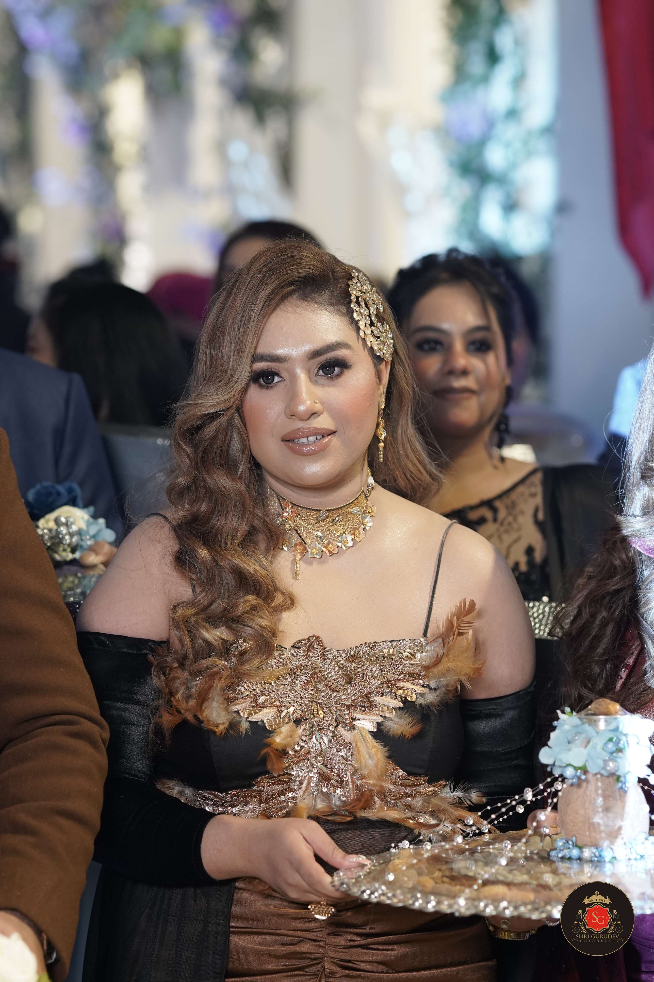 Noir Majesty Black & Gold Hand-Embroidered Gown