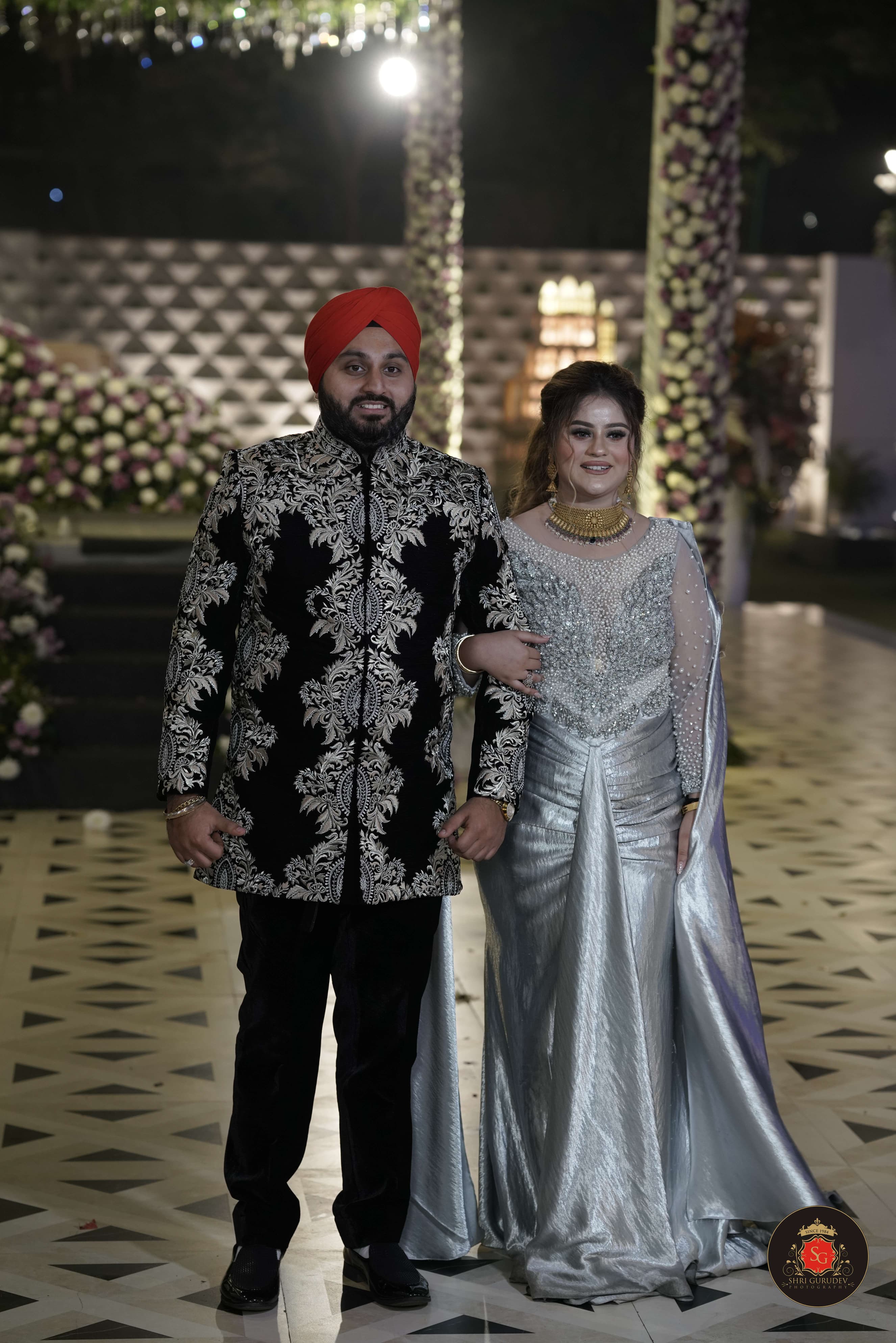 Moonlit Elegance Silver Hand-Embroidered Gown